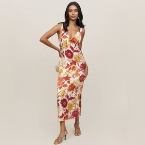 Reformation Lian Silk Midi Dress Vesta Floral NWT Large